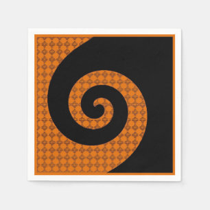 Serviette Jetable Naples Abstraites en orange et en papier noir
