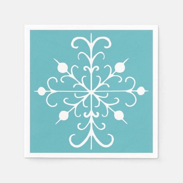 Serviette Jetable Naples Aqua Snowflake (Devant)