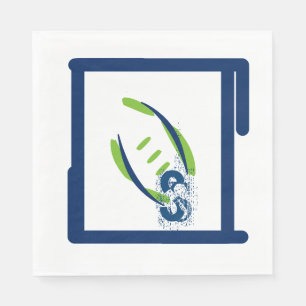Serviette Jetable Naples bleu et vert Luuncheon - Splash Initial