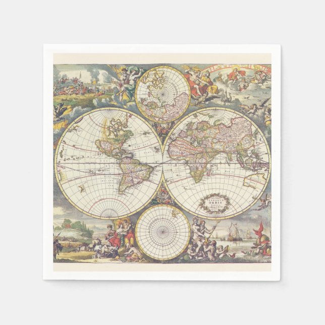 Serviette Jetable Naples de carte antique (Devant)