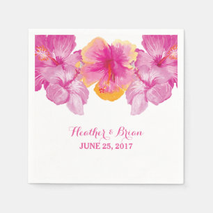 Serviette Jetable Naples en papier floral brossé Hibiscus