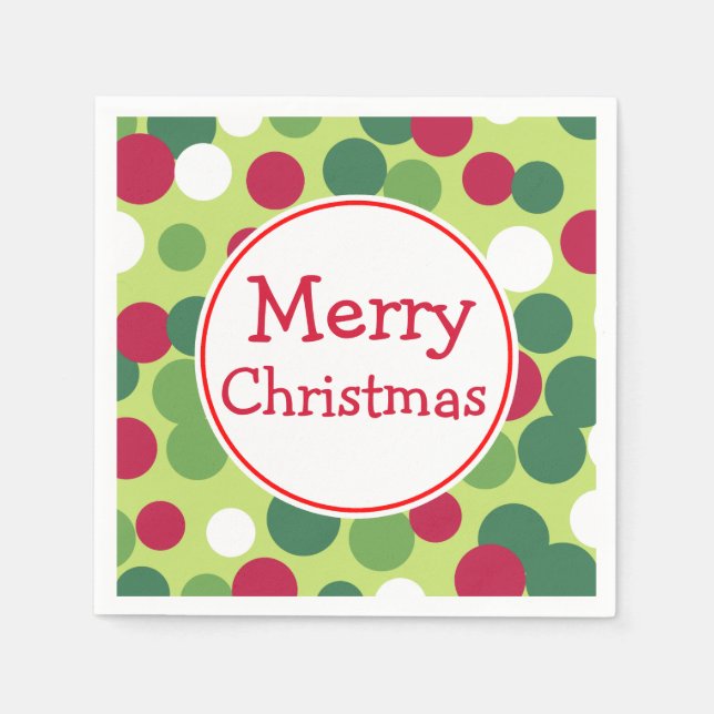Serviette Jetable Naples Retro Green Merry Christmas Party (Devant)