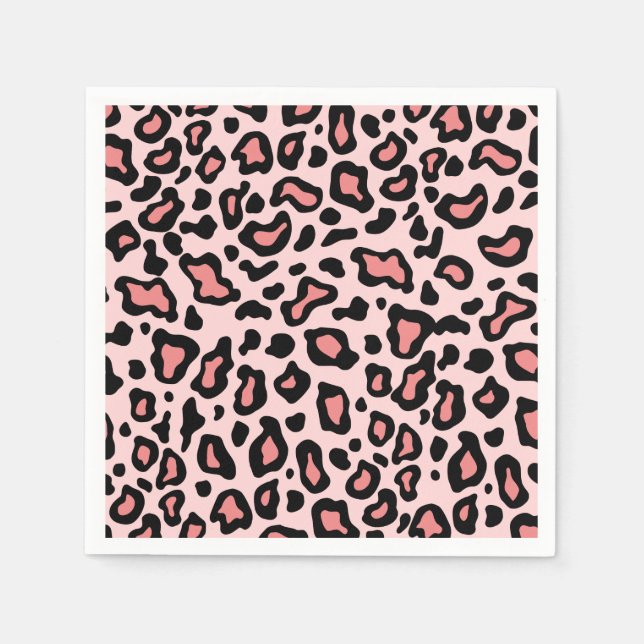 Serviette Jetable Naples Retro Vintage Anniversaire Rose Leopard Par (Devant)