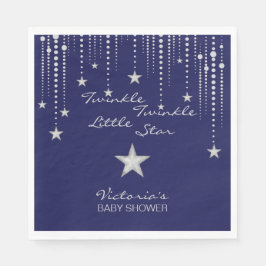Serviette Jetable Naples Twinkle Little Star - Bleu, Argent