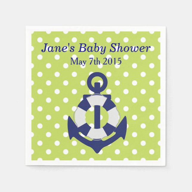 Serviette Jetable Nautique à thème Baby shower garçon serviettes (Devant)