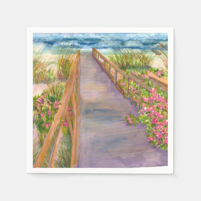 Serviette Jetable Nautique - Chemin vers la mer Cocktail Napkin (Devant)