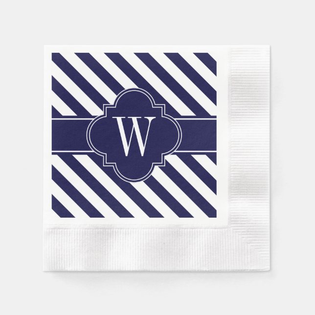 Serviette Jetable Navy Blue White Stripes (Devant)