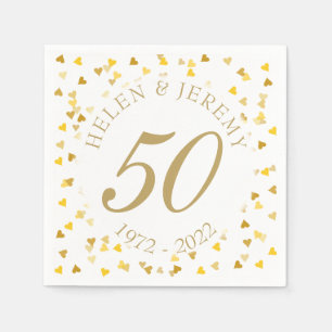 Serviette Jetable Noces d'or Confettis de coeurs pour 50 ans de mari