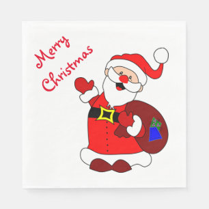 Serviette Jetable Noël Blanc Standard Napkin / Wave Père Noël