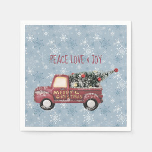 Serviette Jetable Noël de camion de jouet d'amour et de joie de pai