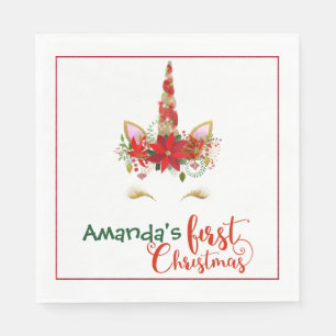 Serviette Jetable Noël Unicorne Noël Anniversaire Papier Naples