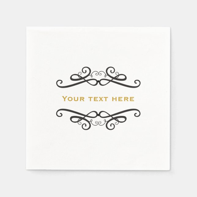 Serviette Jetable Noir & Blanc Classique Vintage Fiançailles de mari (Devant)