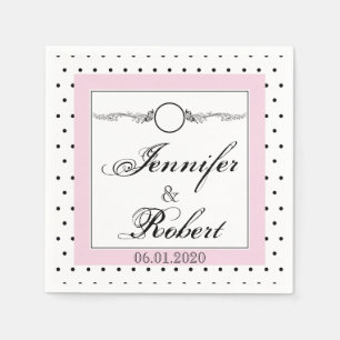 Serviette Jetable Noir blanc Polka Mariage papillon Napkin