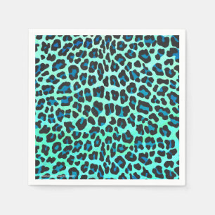 Serviette Jetable Noir de léopard et copie turquoise