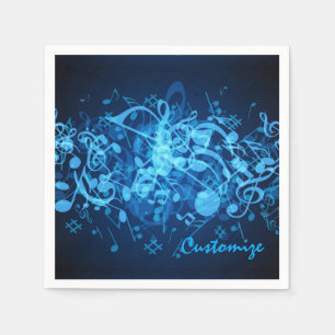 Serviette Jetable Notes de musique Blue Glow Napkins