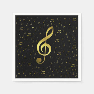 Serviette Jetable notes de musique dorées