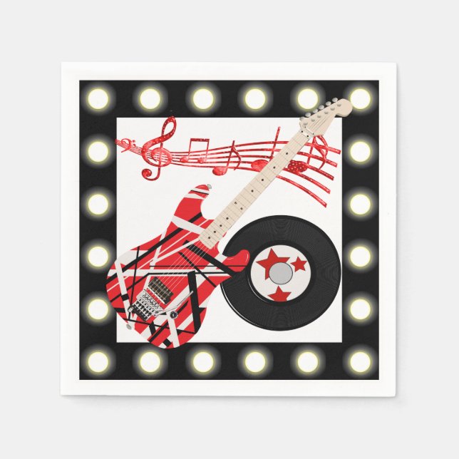 Serviette Jetable Notes de musique et d'enregistrement de guitare av (Devant)