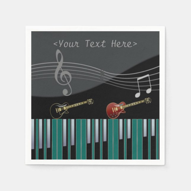 Serviette Jetable Notes de musique pour piano et guitare (Devant)