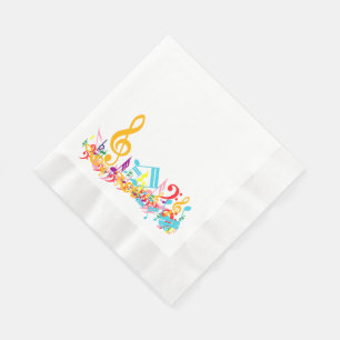 Serviette Jetable Notes musicales brouillées colorées