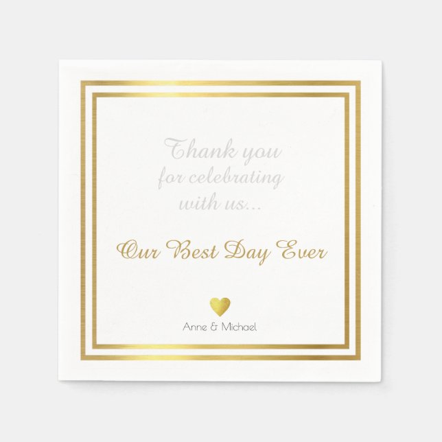 Serviette Jetable notre meilleure journée de mariage (Devant)