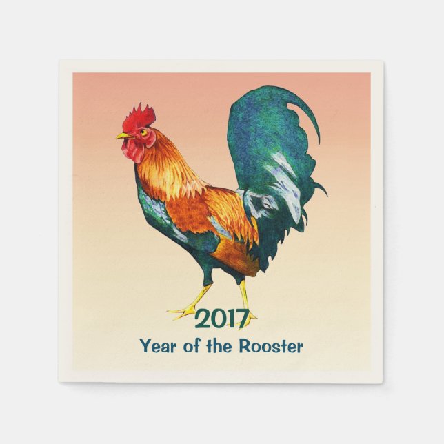 Serviette Jetable Nouvel an chinois 2017 Rooster Papier serviettes (Devant)
