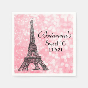 Serviette Jetable Nuit à Paris Parties scintillant Sweet 16 Custom N