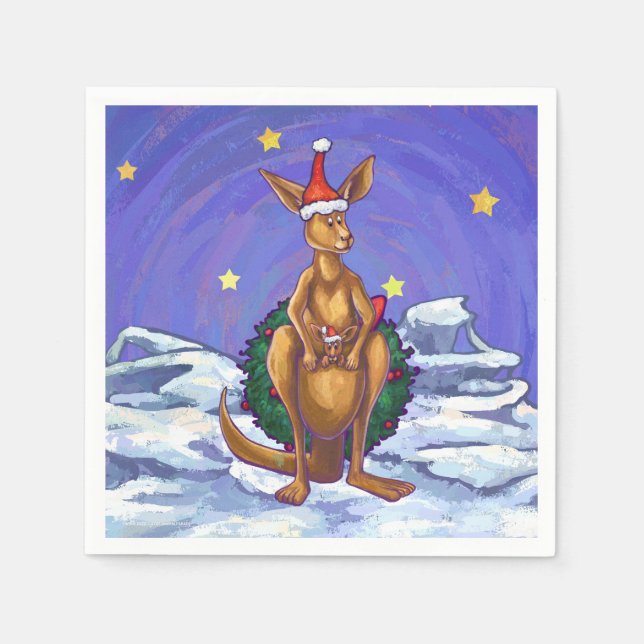 Serviette Jetable Nuit étoilée de Noël Kangaroo (Devant)