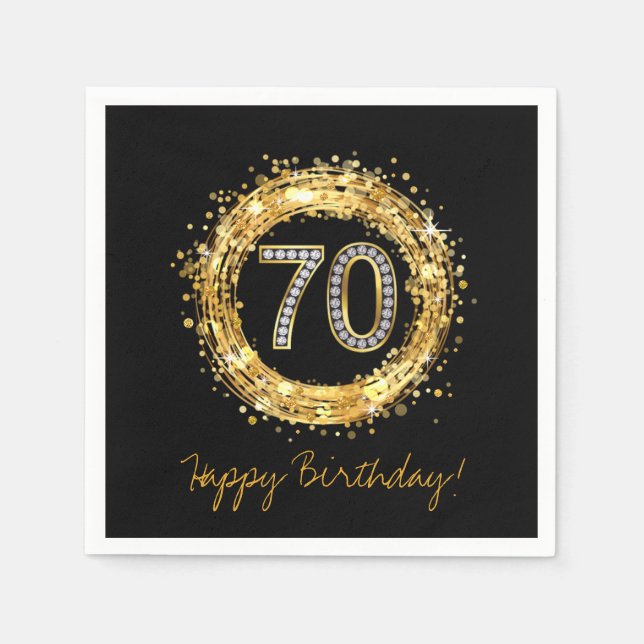 Serviette Jetable Numéro de diamant 70 Parties scintillant Bling Con (Devant)