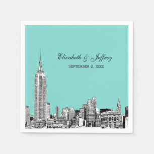 Serviette Jetable NYC Skyline 01 Etchd do-it-yourself BG Mariage cou