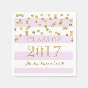 Serviette Jetable Obtention du diplôme 2017 pourpre de confettis