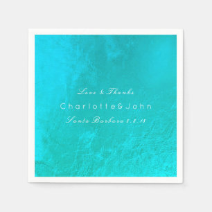Serviette Jetable Ocean Tiffany Aqua Plage Métallique Mariage