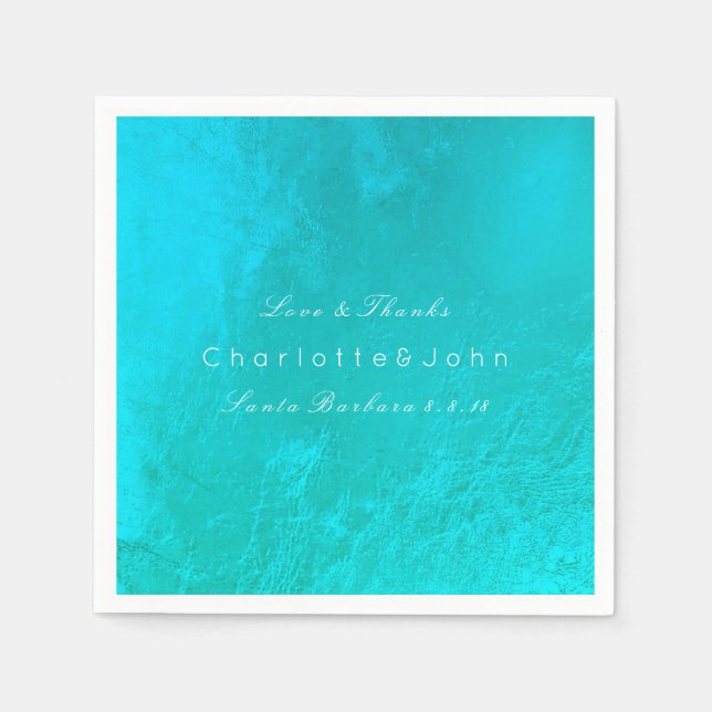 Serviette Jetable Ocean Tiffany Aqua Plage Métallique Mariage (Devant)
