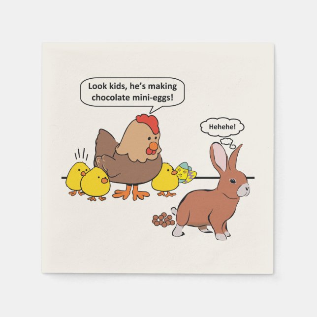 Serviette Jetable Oeufs de chocolat de lapin de Pâques amusants (Devant)