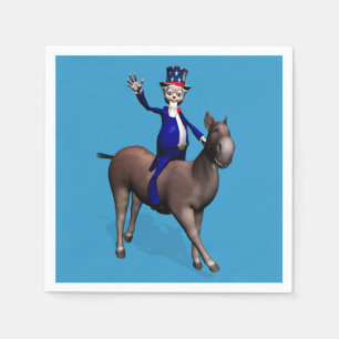 Serviette Jetable Oncle Sam Riding On Donkey