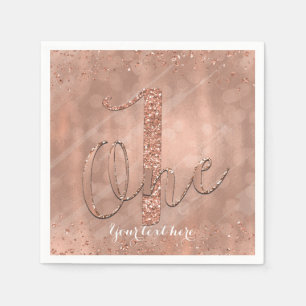 Serviette Jetable ONE 1er anniversaire Faux Rose Gold Parties scinti