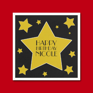 Serviette Jetable Or et anniversaire noir de stars de Hollywood