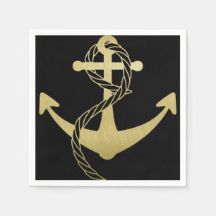 Serviette Jetable Or nautique et serviettes noires de partie