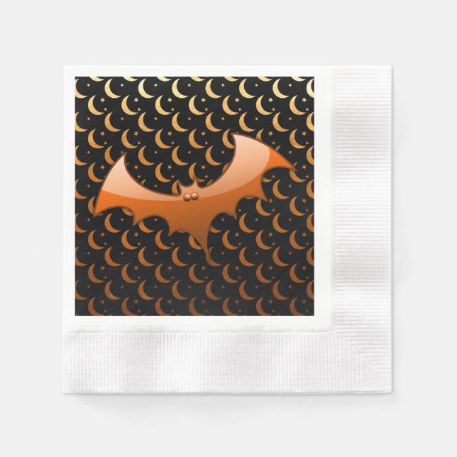Serviette Jetable Orange Bat Quartier Lunes Luncheon Napkins (Devant)