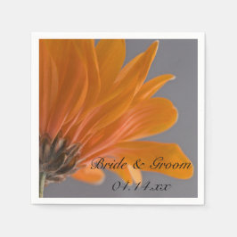 Serviette Jetable Orange Daisy sur Mariage gris