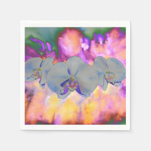 Serviette Jetable Orchidées florales tropicales à l'aquarelle abstra