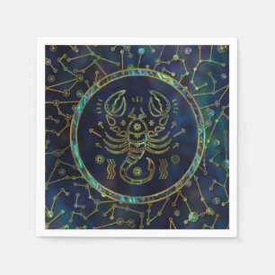 Serviette Jetable Ormeau d'or de zodiaque de Scorpion sur la