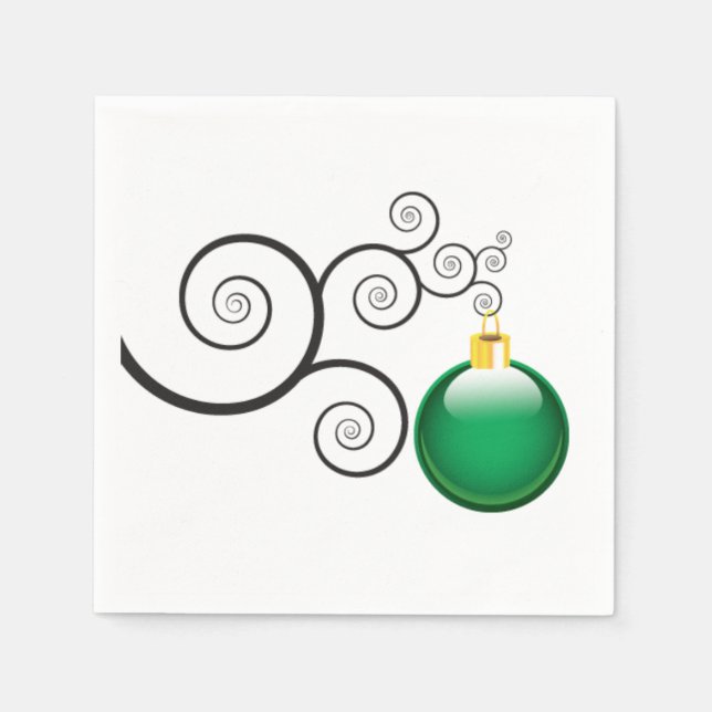 Serviette Jetable Ornement de Noël Vert élégant (Devant)