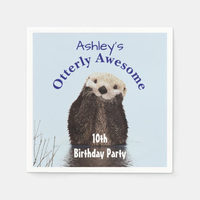 Serviette Jetable Otter de fête d'anniversaire absolument stupéfiant (Devant)