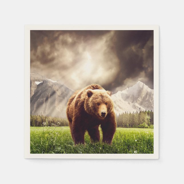 Serviette Jetable Ours de montagne (Devant)