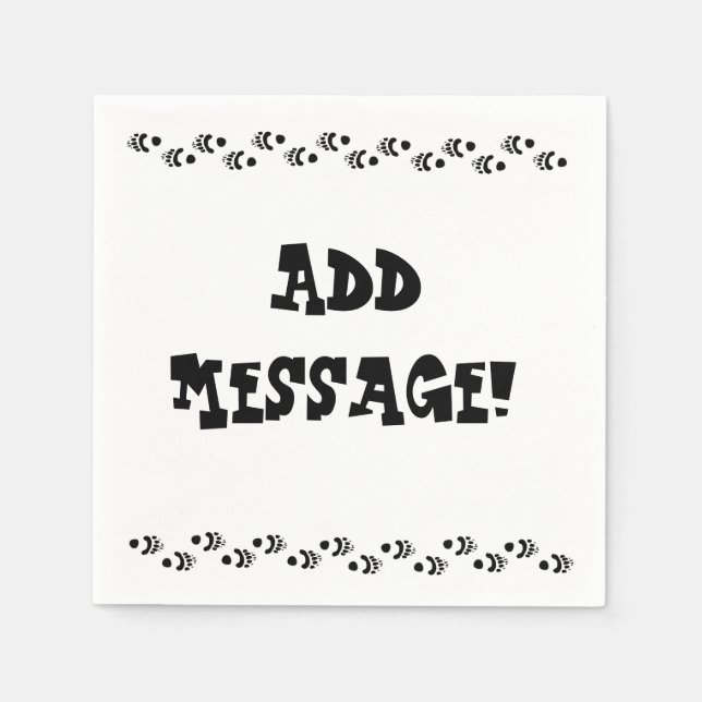 Serviette Jetable Ours Empreintes de pattes, Ajouter un message! (Devant)