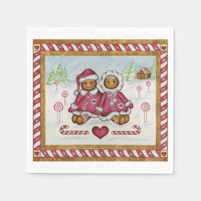 Serviette Jetable Pain d'épices, Naples de Noël (Devant)