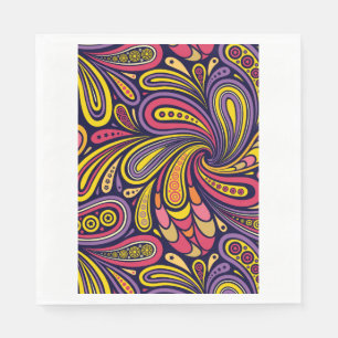 Serviette Jetable Paisley violet jaune