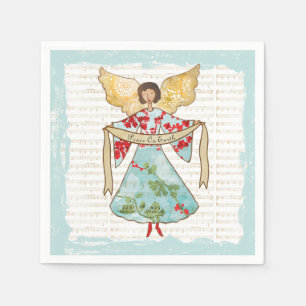 Serviette Jetable Paix d'ange de Noël sur terre