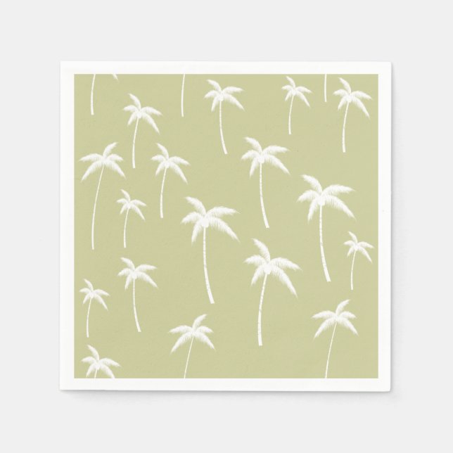 Serviette Jetable Palmiers verts et blancs (Devant)