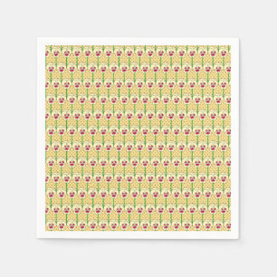 Serviette Jetable Pansies jaunes - motif papier peint rétro